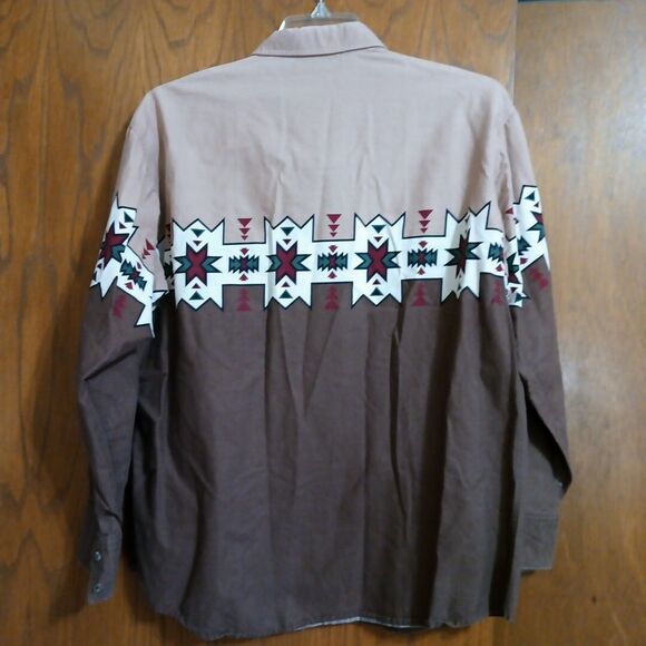Brooks Dunn Shirt XL Panhandle Aztec Western Cowboy Rodeo Long Sleeve Brown - Picture 2 of 9